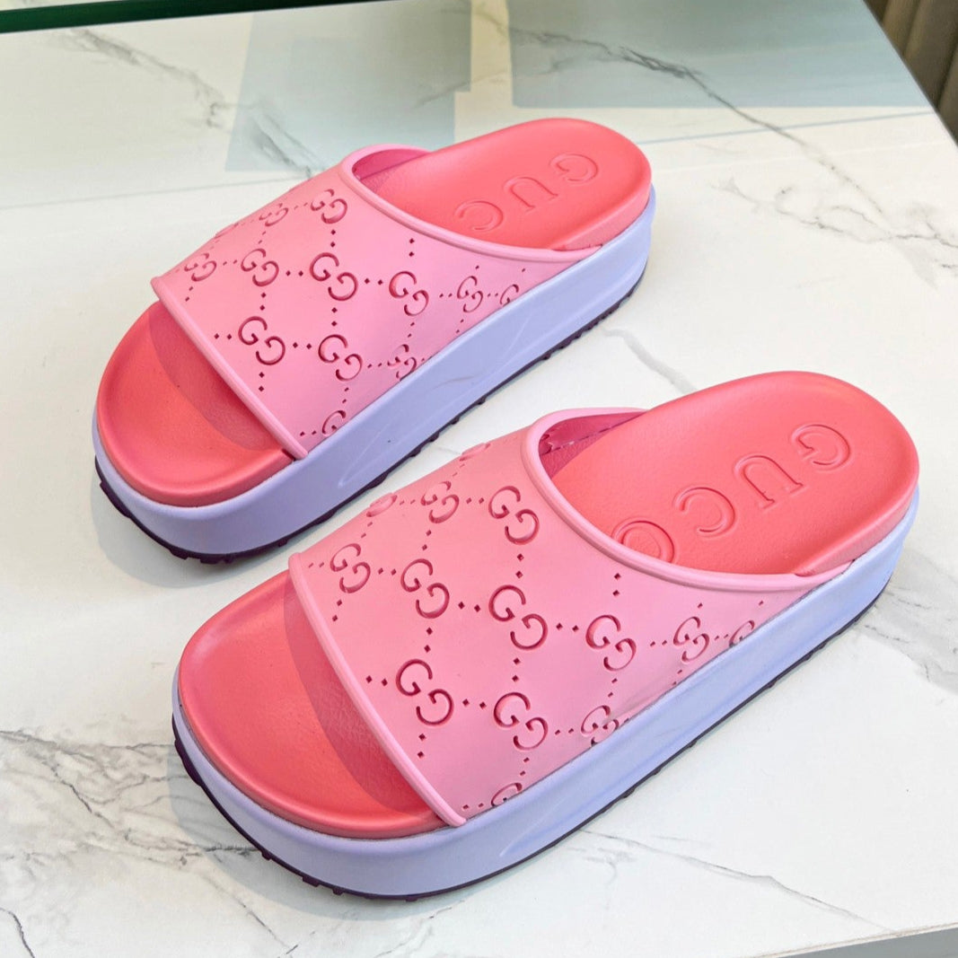 PLATFORM SANDALS IN BABY PINK MONOGRAM IMPORTED TPU