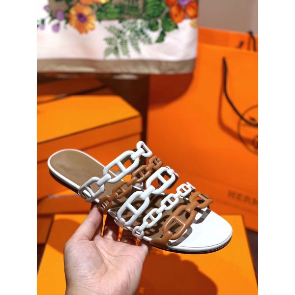 HERM Thalassa Sandals In Brown/White Lambskin