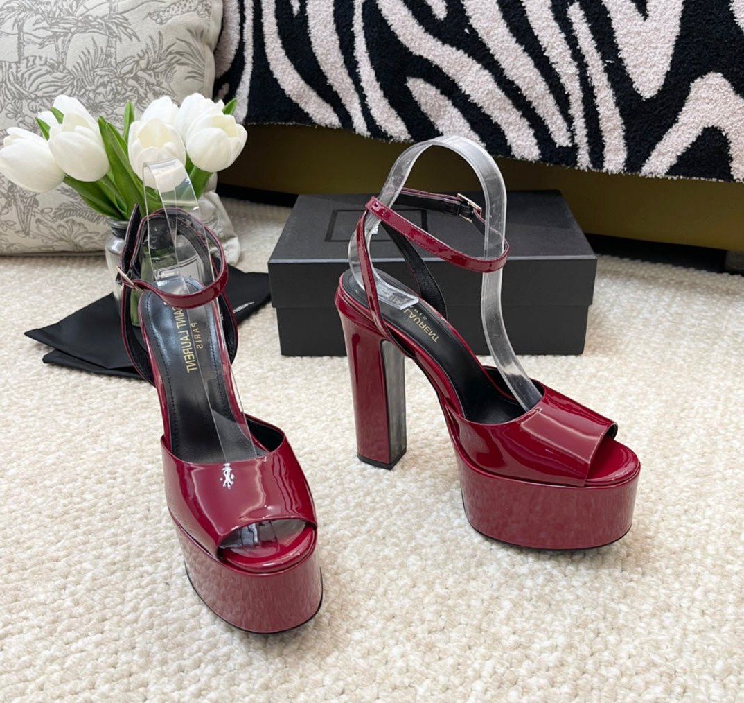 SL JODIE PLATFORM SANDALS RED POLISHED CALFSKIN