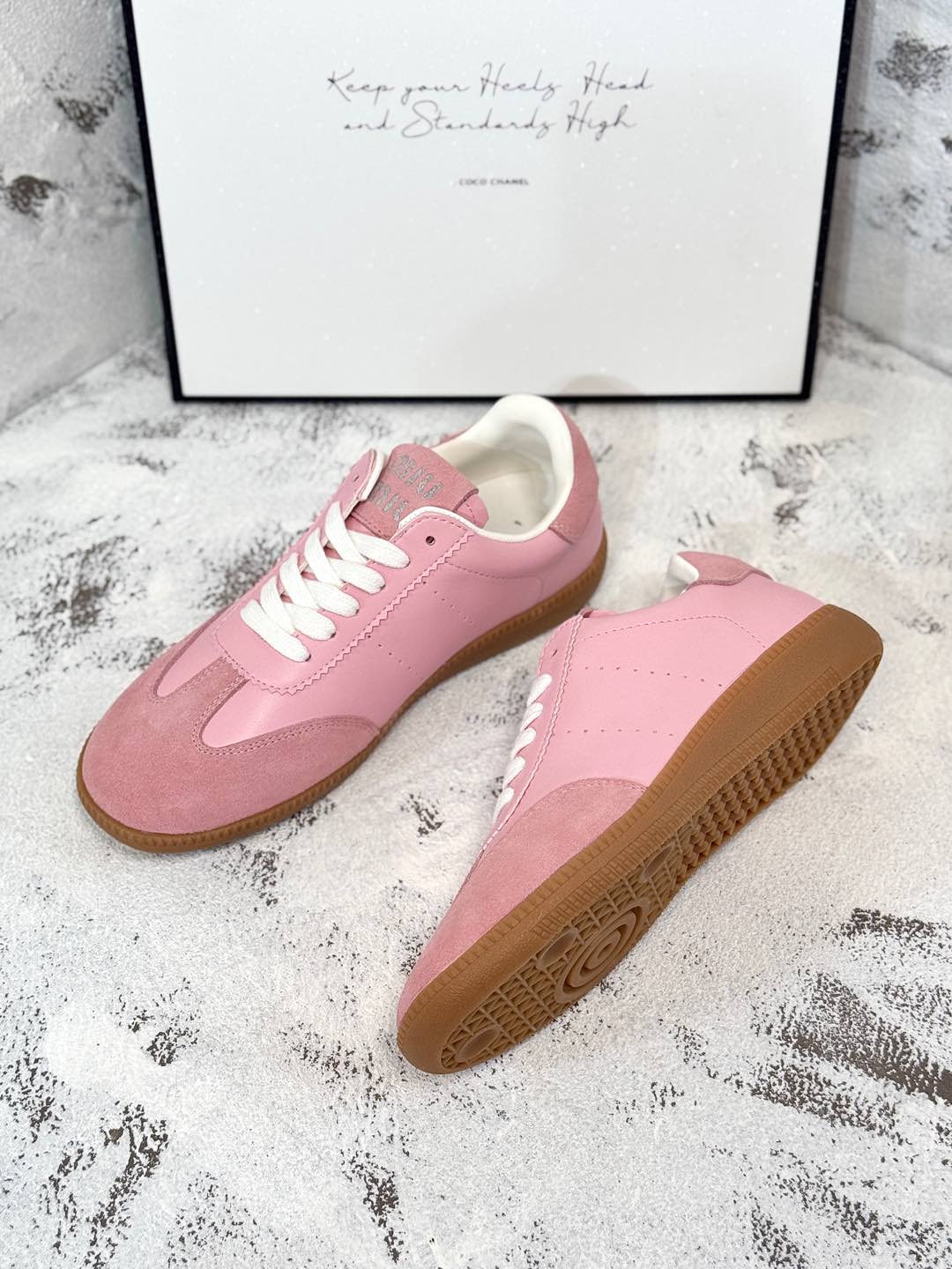 RETRO SNEAKERS IN PINK LAMBSKIN MIX SUEDE