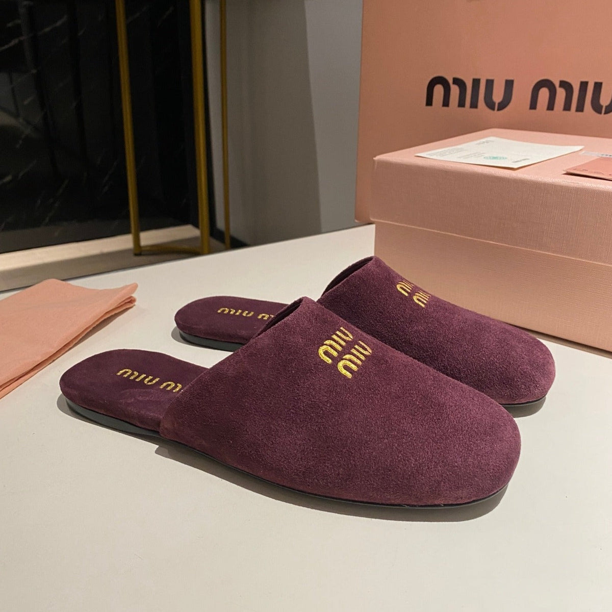 MULES SLIPPERS RETRO REBECCA PURPLE SUEDE