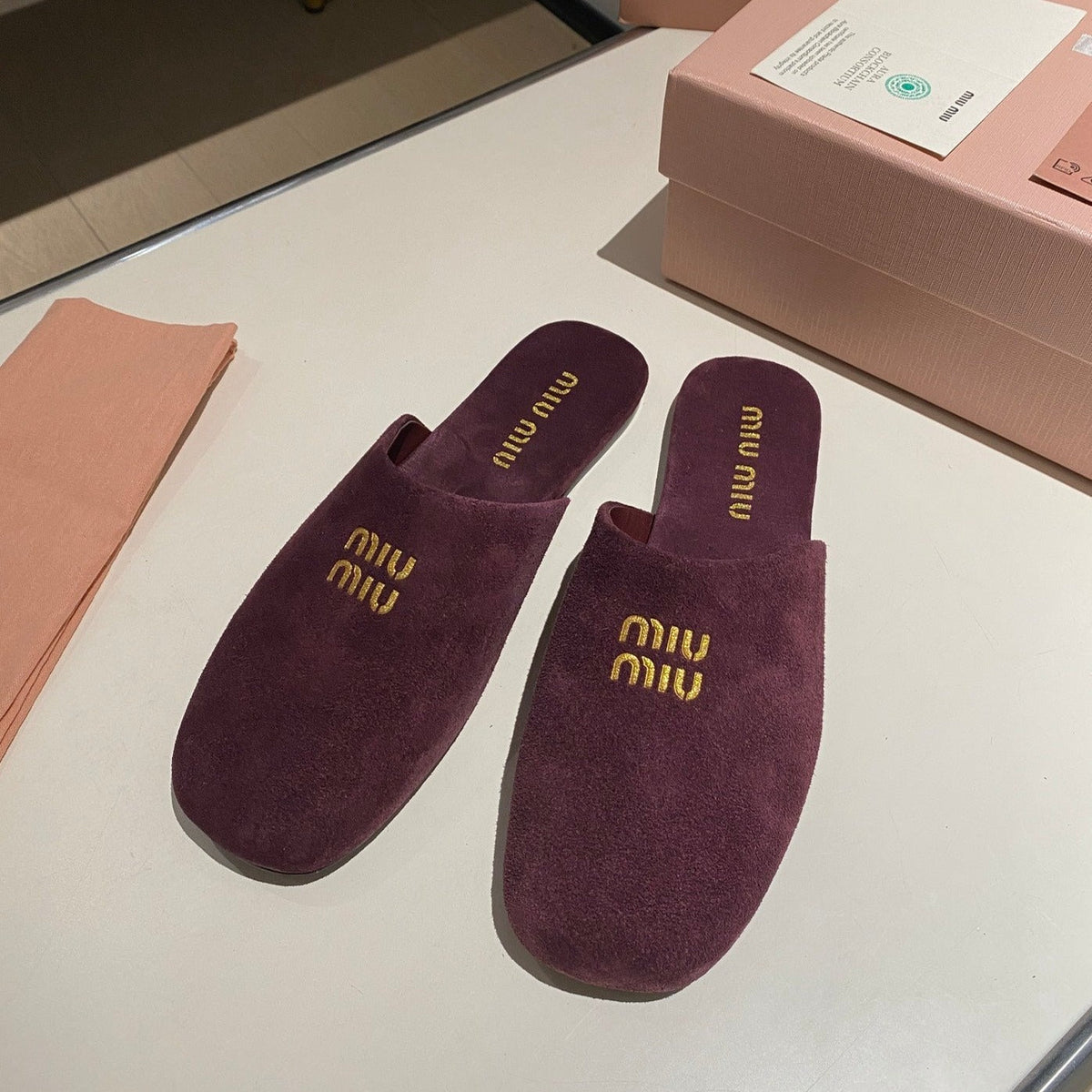 MULES SLIPPERS RETRO REBECCA PURPLE SUEDE