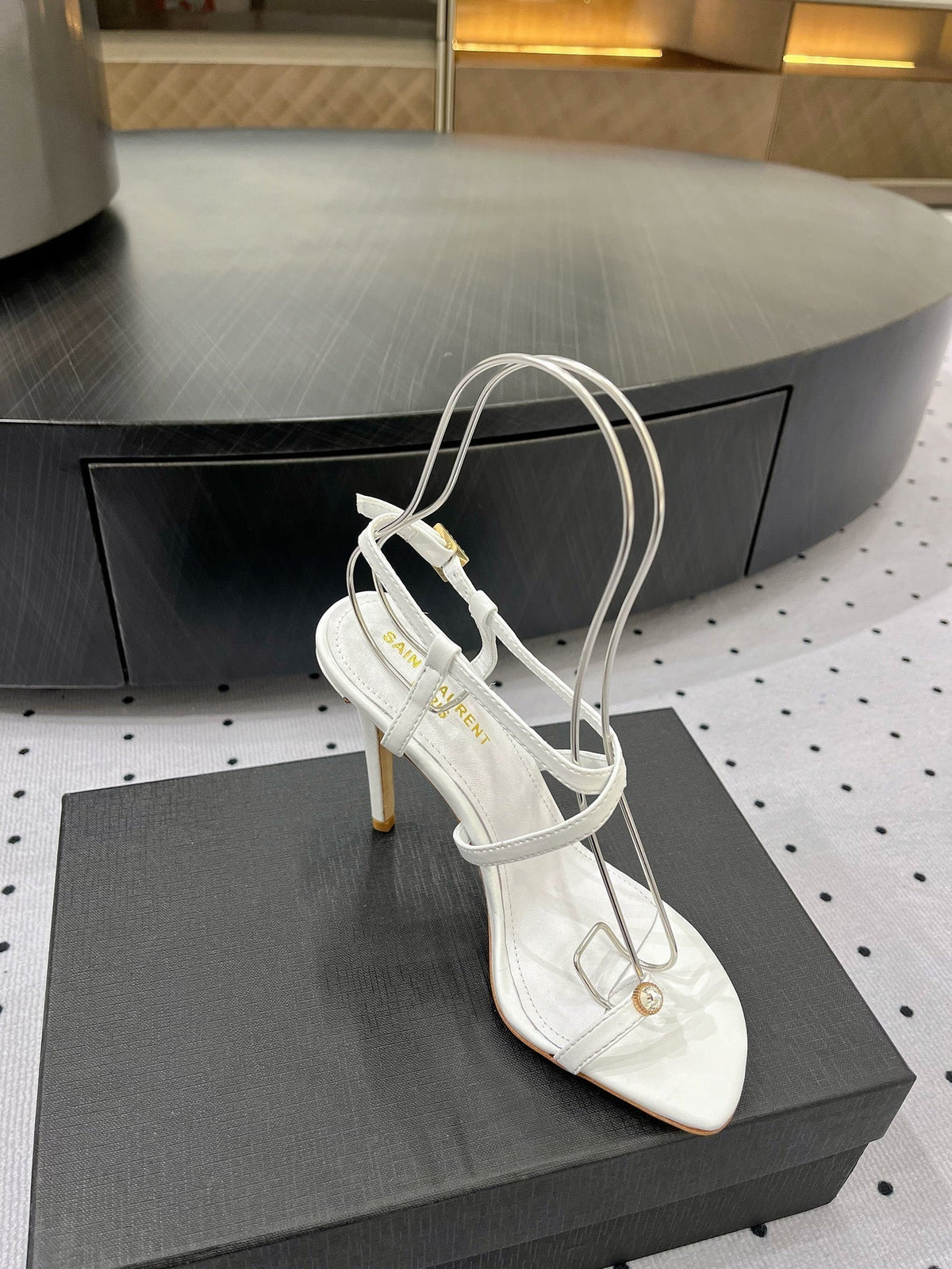 SL LINDEN HEELED SANDALS WHITE CALFSKIN