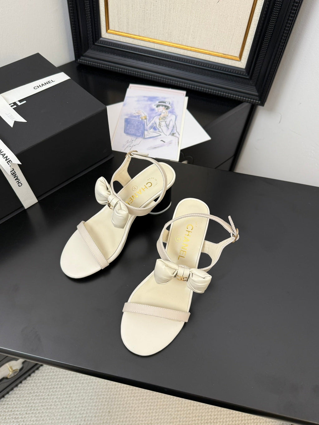 MID HEEL 45 MM SANDALS IN WHITE CREAM CALFSKIN