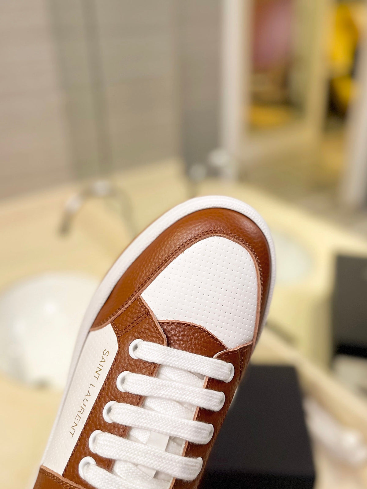 SL SL/61 SNEAKERS WHITE-BROWN CALFSKIN