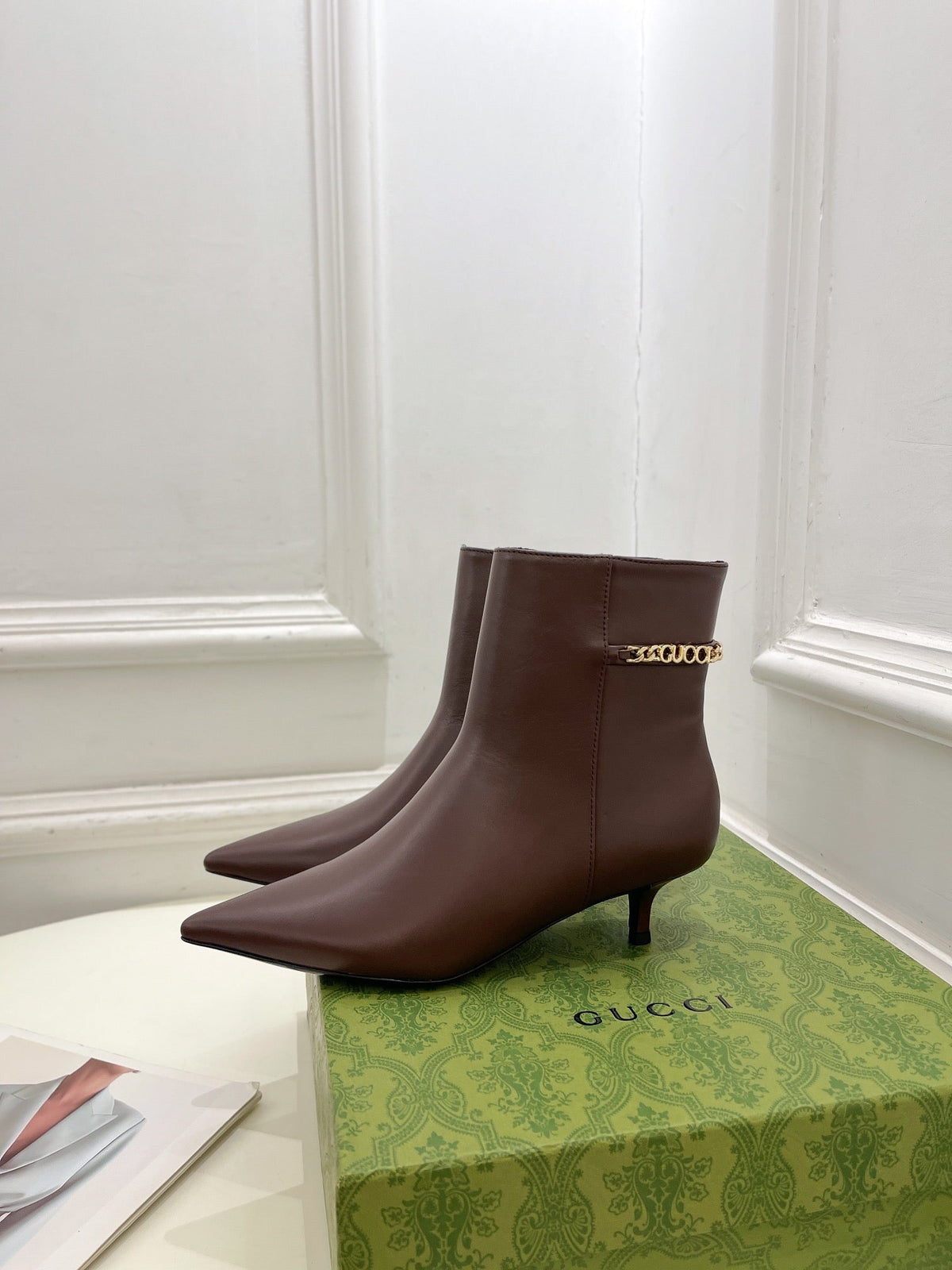 SIGNORIA SHORT BOOTS 4.5CM IN WALNUT BROWN CALFSKIN